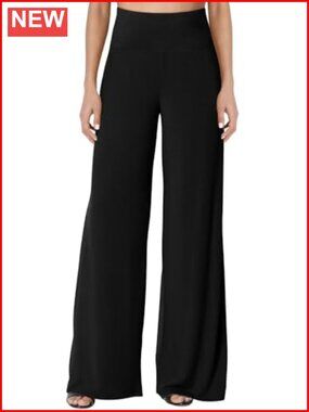 Plus Size Palazzo Pants High Waist Wide Leg Comfy Casual Flowy Lounge Pants